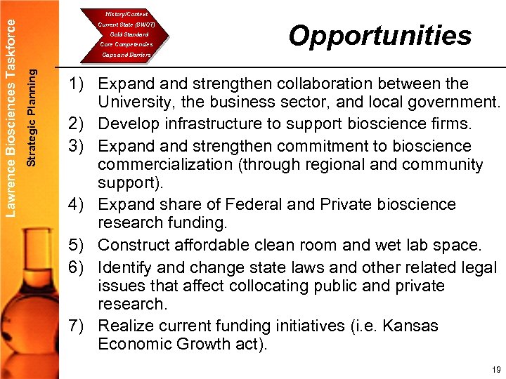 Current State (SWOT) Gold Standard Core Competencies Opportunities Gaps and Barriers Strategic Planning Lawrence