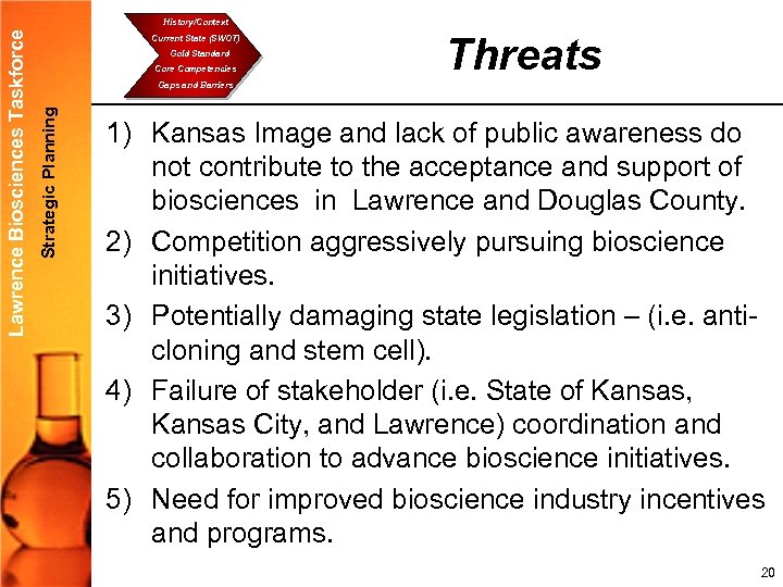 Current State (SWOT) Gold Standard Core Competencies Threats Gaps and Barriers Strategic Planning Lawrence