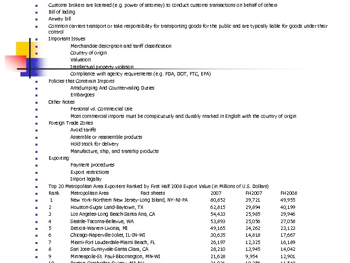 n n n n n n n n n Customs brokers are licensed (e.