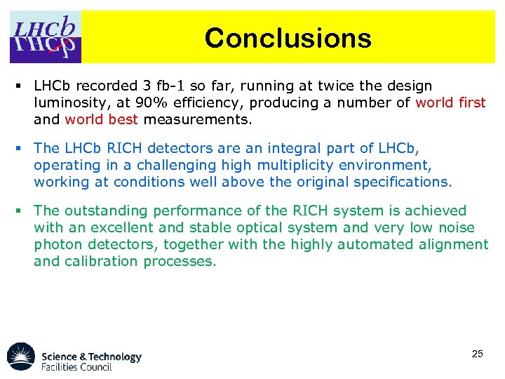 Conclusions LHCb recorded 3 fb-1 so far, running at twice the design luminosity, at