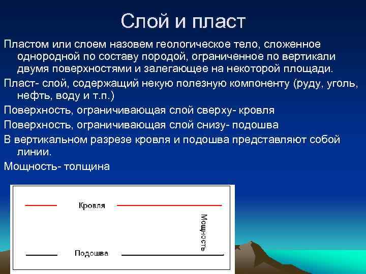 Слой и пласт Пластом или слоем назовем геологическое тело, сложенное однородной по составу породой,