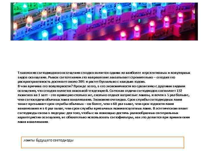 Технология светодиодного освещения сегодня является одним из наиболее перспективных и популярных видов освещения. Рынок