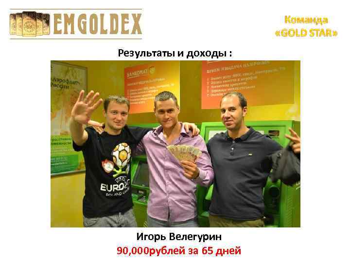 Результаты и доходы : Игорь Велегурин 90, 000 рублей за 65 дней 