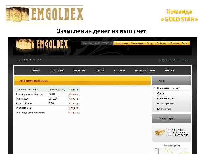 Зачисление денег на ваш счет: 