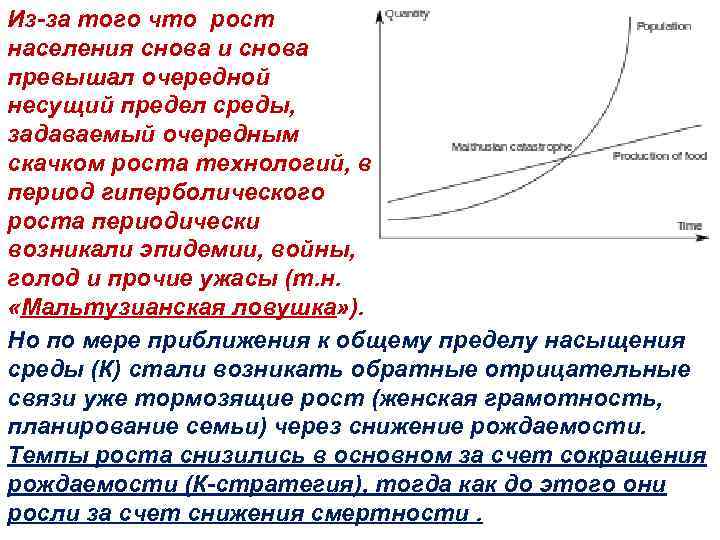 Из-за того что рост населения снова и снова превышал очередной несущий предел среды, задаваемый