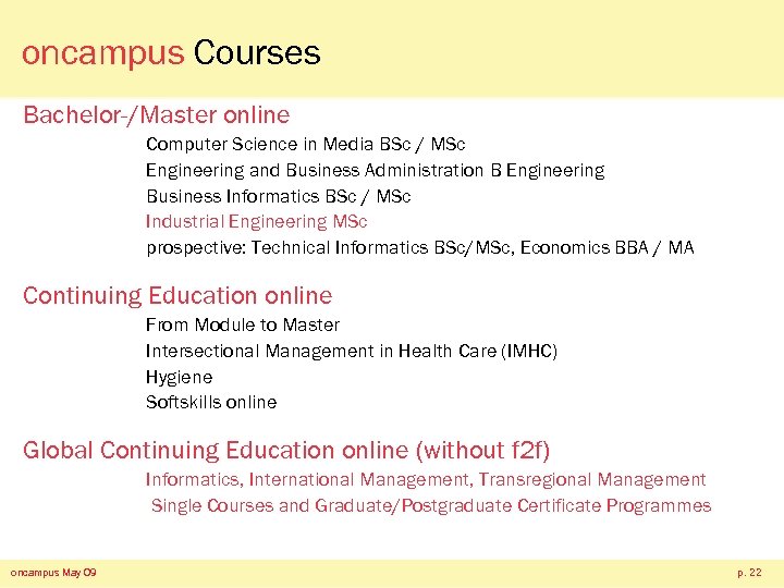 oncampus Courses Bachelor-/Master online Computer Science in Media BSc / MSc Engineering and Business