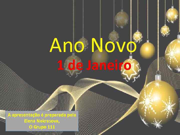Ano Novo 1 de Janeiro A apresentação é preparada pela Elena Nekrasova, O Grupo