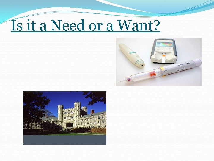 Is it a Need or a Want? 