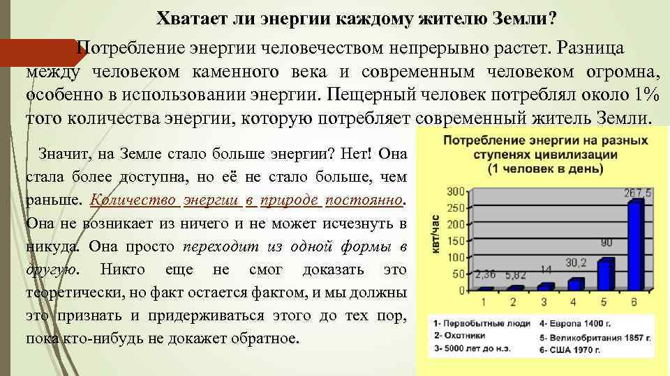 Хватает ли энергии каждому жителю Земли? Потребление энергии человечеством непрерывно растет. Разница между человеком