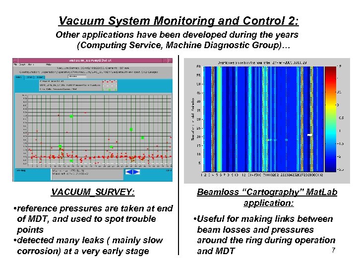 Vacuum System Monitoring and Control 2: Other applications have been developed during the years