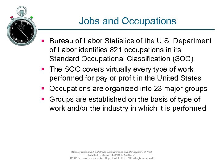 Jobs and Occupations § Bureau of Labor Statistics of the U. S. Department of