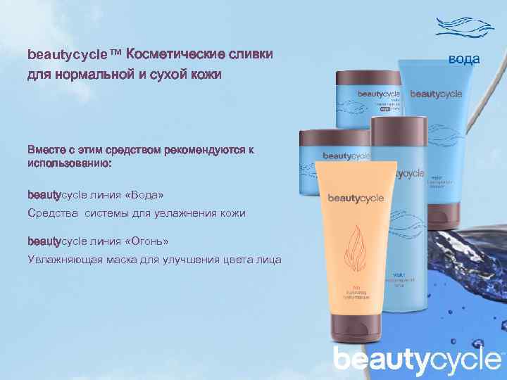 beautycycle™ Косметические сливки для нормальной и сухой кожи Вместе с этим средством рекомендуются к