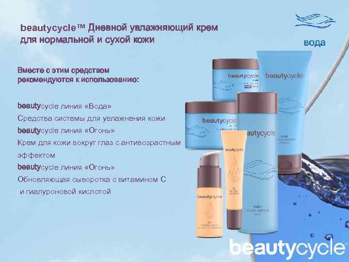 beautycycle™ Дневной увлажняющий крем для нормальной и сухой кожи Вместе с этим средством рекомендуются