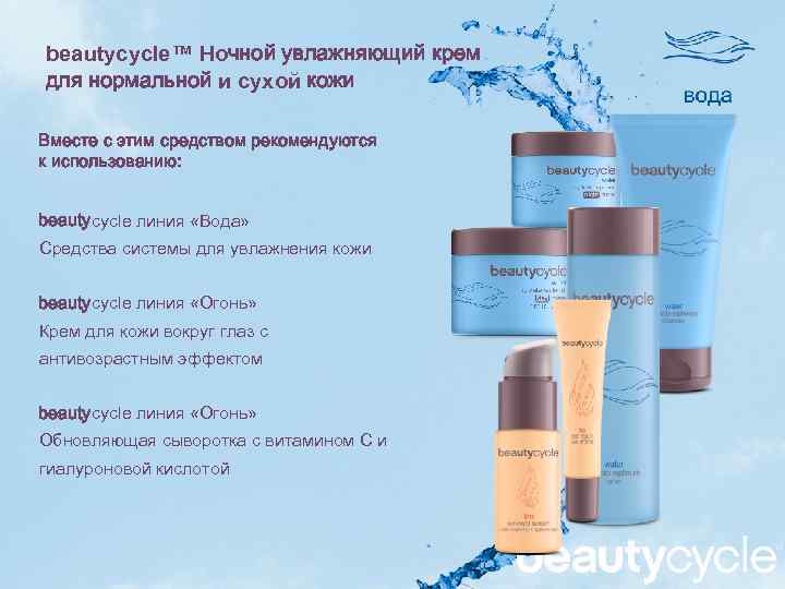 beautycycle™ Ночной увлажняющий крем для нормальной и сухой кожи Вместе с этим средством рекомендуются
