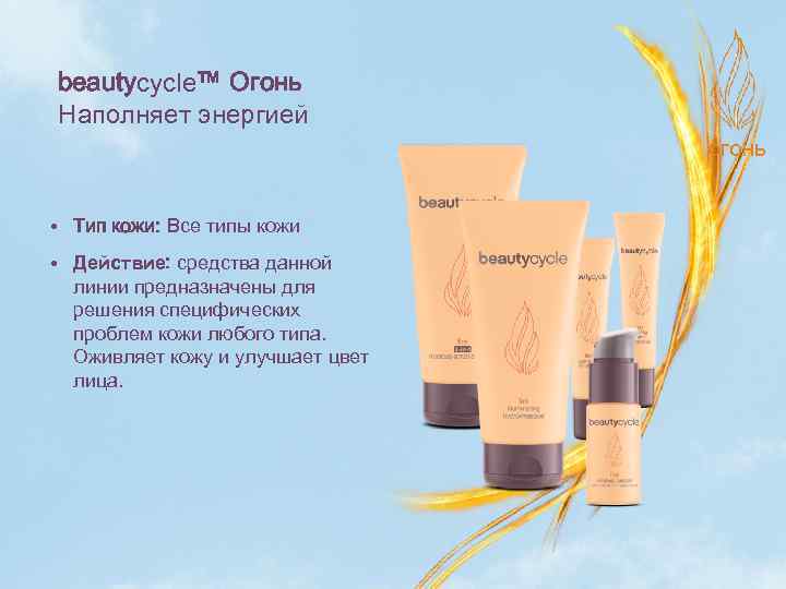 beautycycle™ Огонь Наполняет энергией • Тип кожи: Все типы кожи • Действие: средства данной