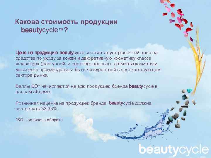 Какова стоимость продукции beautycycle™? Цена на продукцию beautycycle соответствует рыночной цене на средства по