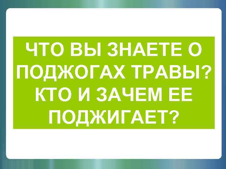 ЧТО ВЫ ЗНАЕТЕ О ПОДЖОГАХ ТРАВЫ? КТО И ЗАЧЕМ ЕЕ ПОДЖИГАЕТ? 2 