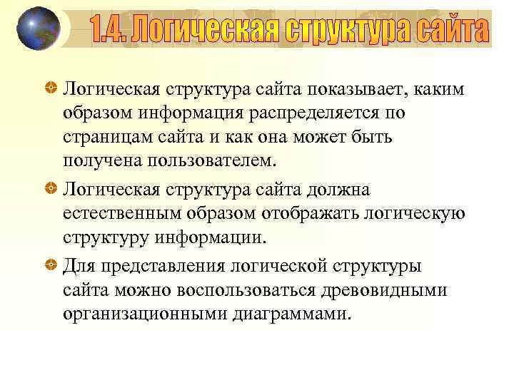 Логическая структура сайта показывает, каким образом информация распределяется по страницам сайта и как она
