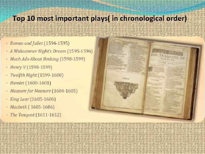 Top 10 most important plays( in chronological order) 