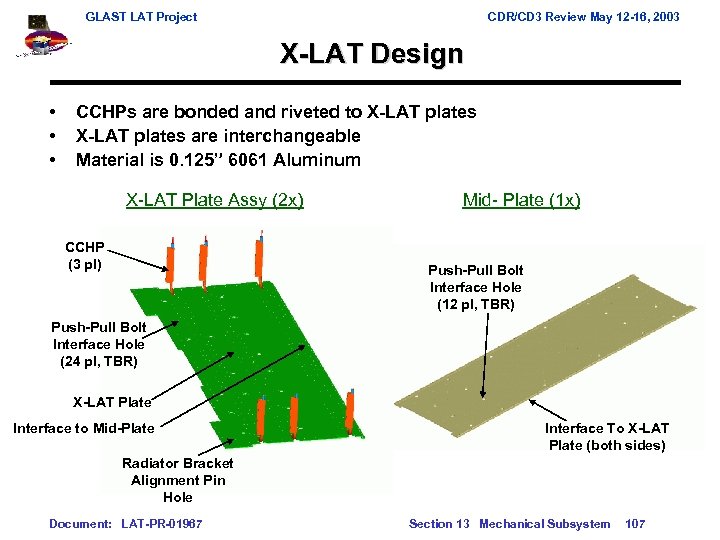 GLAST LAT Project CDR/CD 3 Review May 12 -16, 2003 X-LAT Design • •