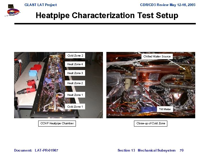 GLAST LAT Project CDR/CD 3 Review May 12 -16, 2003 Heatpipe Characterization Test Setup