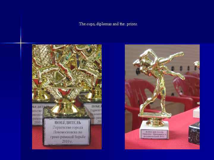 The cups, diplomas and the prizes 