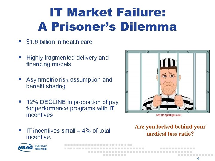 IT Market Failure: A Prisoner’s Dilemma § $1. 6 billion in health care §