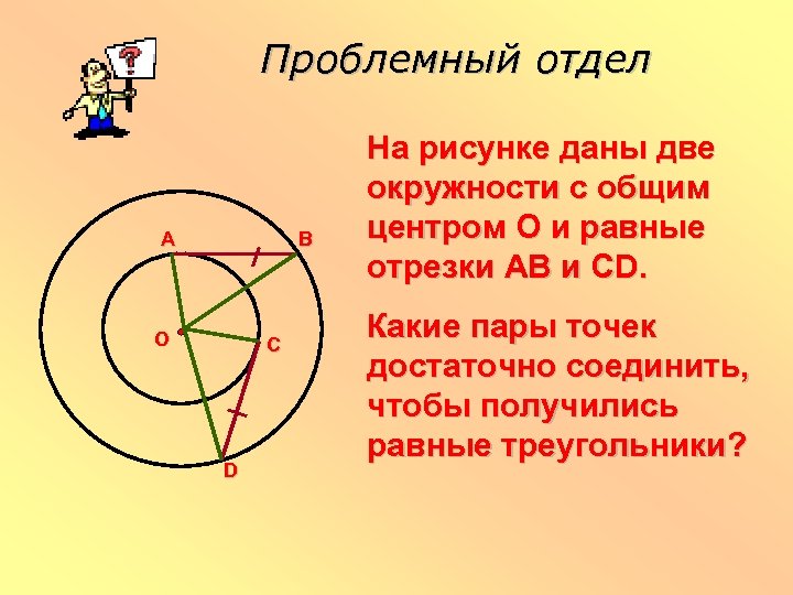 Проблемный отдел A B О C D На рисунке даны две окружности с общим