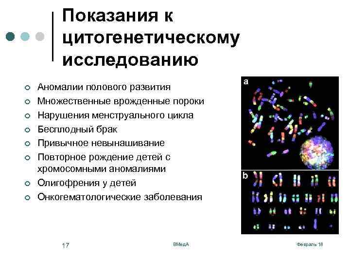 Показания к цитогенетическому исследованию ¢ ¢ ¢ ¢ Аномалии полового развития Множественные врожденные пороки