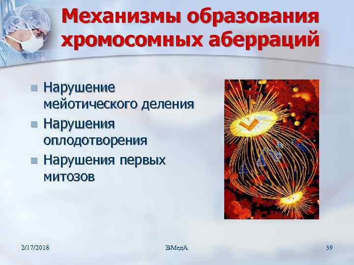 Механизмы образования хромосомных аберраций n n n Нарушение мейотического деления Нарушения оплодотворения Нарушения первых