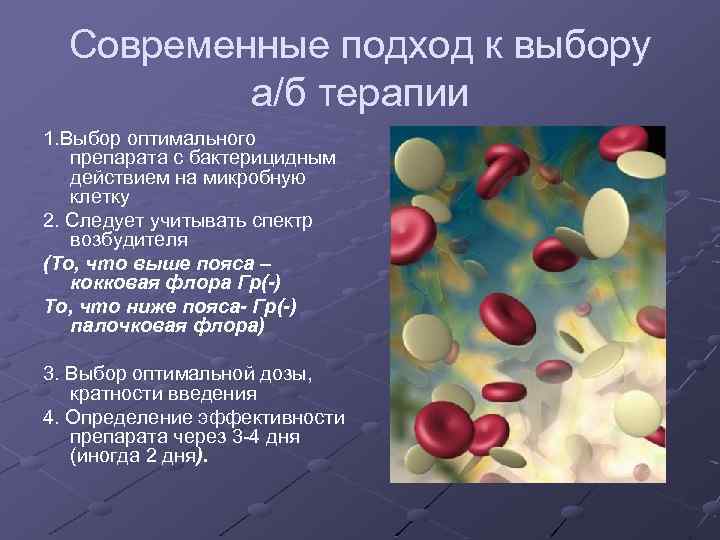 Современные подход к выбору а/б терапии 1. Выбор оптимального препарата с бактерицидным действием на