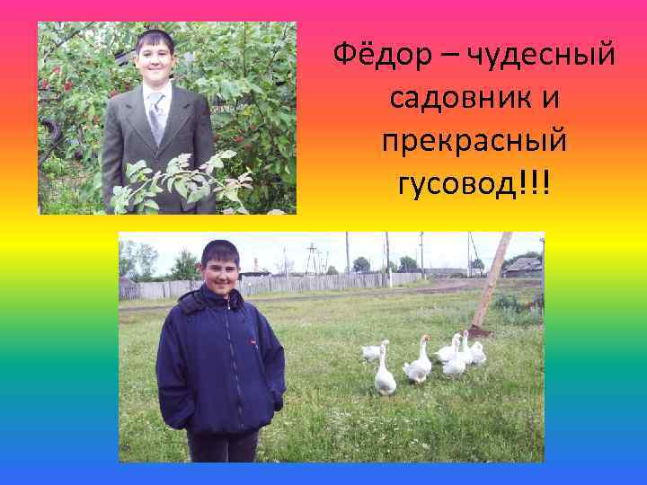 Фёдор – чудесный садовник и прекрасный гусовод!!! 