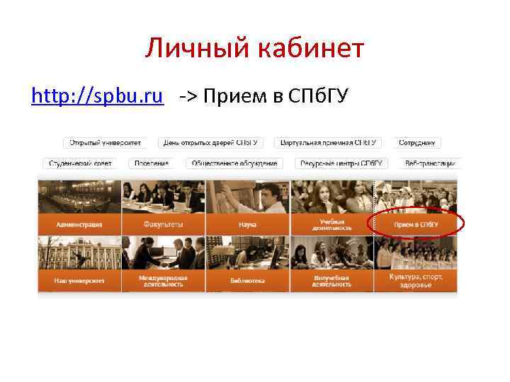 Личный кабинет http: //spbu. ru -> Прием в СПб. ГУ 
