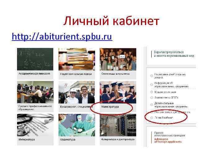 Личный кабинет http: //abiturient. spbu. ru 