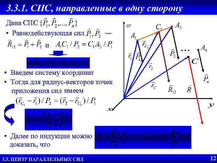 3. 3. 1. СПС, направленные в одну сторону Равнодействующая СПС Дана СПС • Равнодействующая