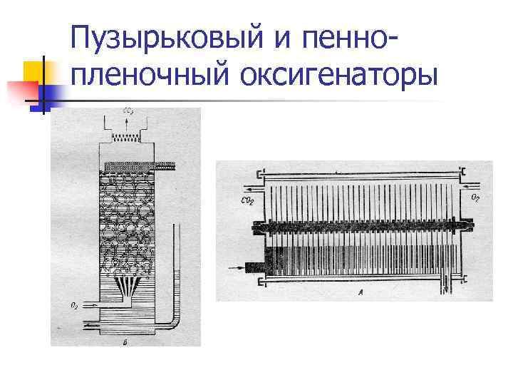 Пузырьковый и пеннопленочный оксигенаторы 