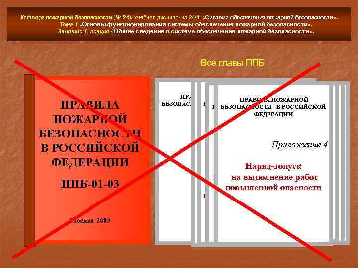 Кафедра пожарной безопасности (№ 24). Учебная дисциплина 24/4: «Система обеспечения пожарной безопасности» . Тема