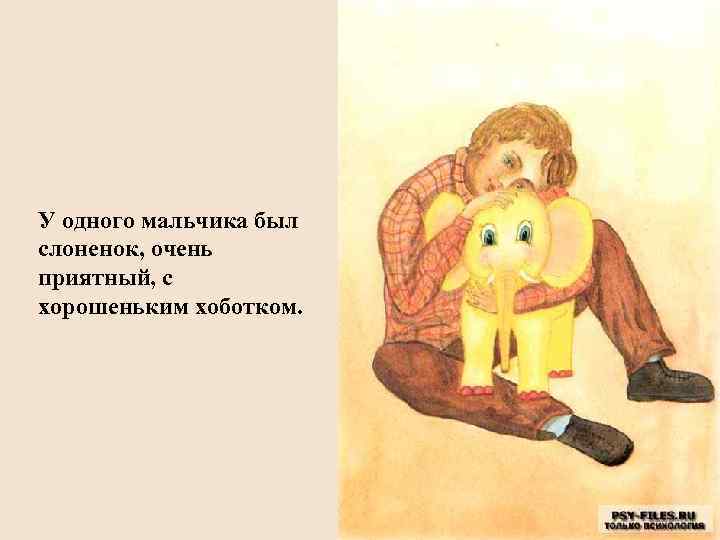 У одного мальчика был слоненок, очень приятный, с хорошеньким хоботком. 