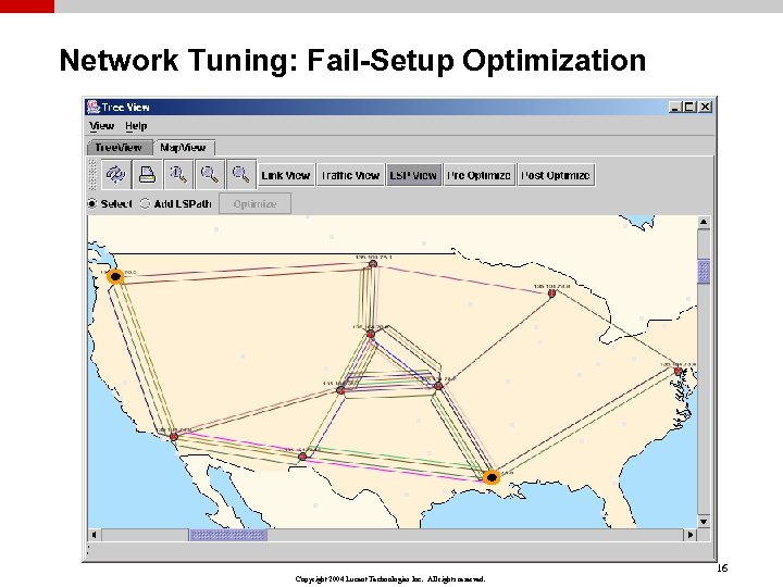 Network Tuning: Fail-Setup Optimization 16 Copyright 2004 Lucent Technologies Inc. All rights reserved. 