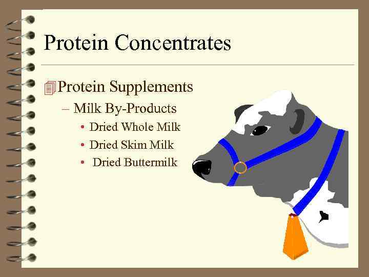 Protein Concentrates 4 Protein Supplements – Milk By-Products • Dried Whole Milk • Dried