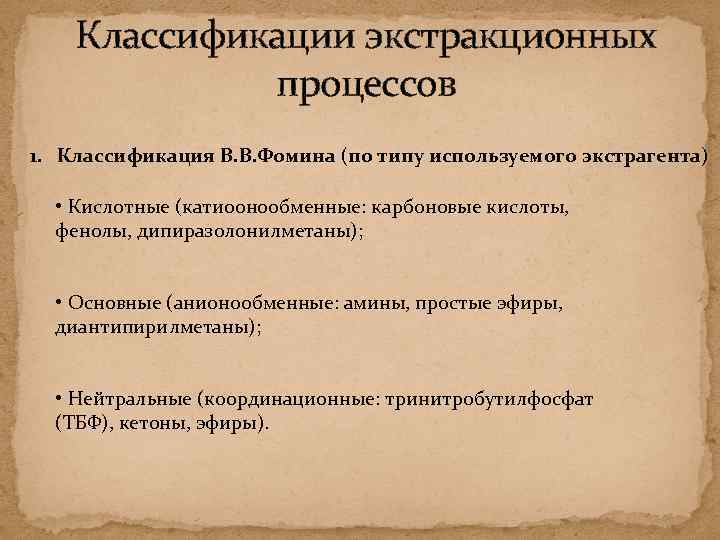 Используемые экстрагенты