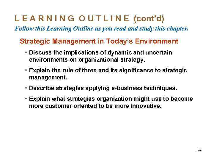 L E A R N I N G O U T L I N