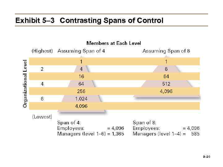 Exhibit 5– 3 Contrasting Spans of Control 9– 20 