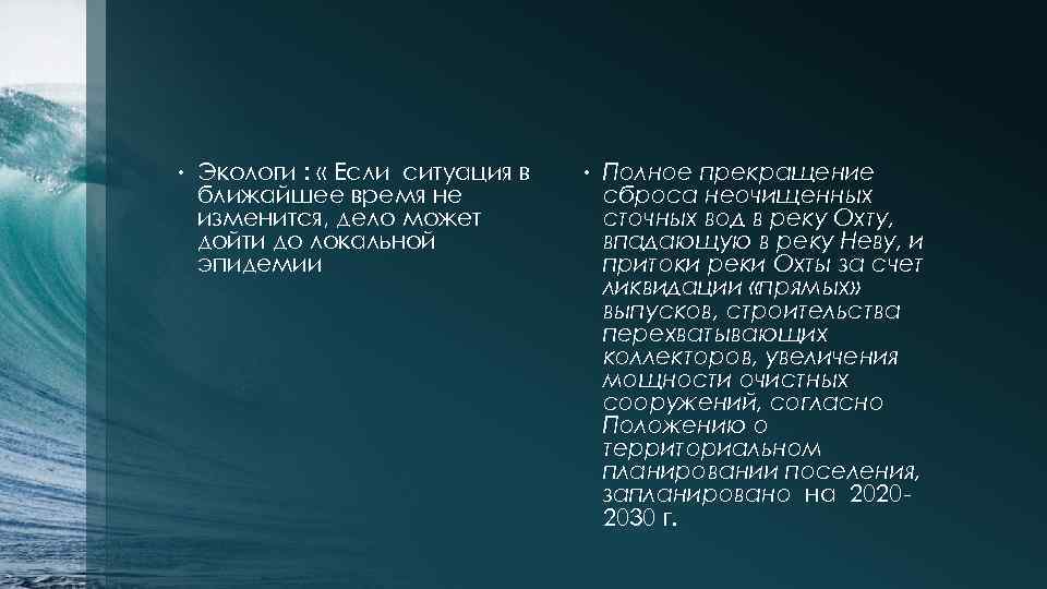  • Экологи : « Если ситуация в ближайшее время не изменится, дело может