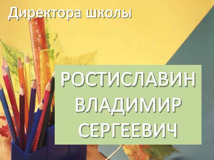Директора школы РОСТИСЛАВИН ВЛАДИМИР СЕРГЕЕВИЧ 