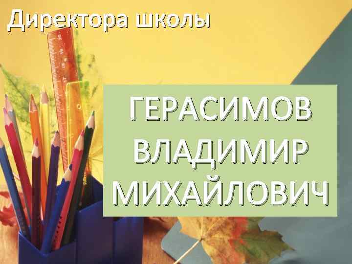 Директора школы ГЕРАСИМОВ ВЛАДИМИР МИХАЙЛОВИЧ 