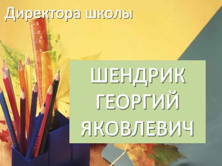 Директора школы ШЕНДРИК ГЕОРГИЙ ЯКОВЛЕВИЧ 