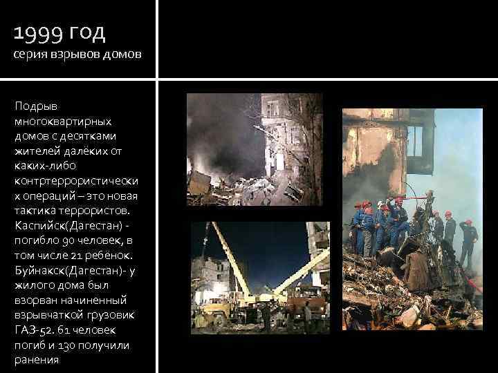 1999 год серия взрывов домов Подрыв многоквартирных домов с десятками жителей далёких от каких-либо