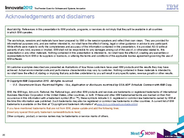 The Premier Event for Software and Systems Innovation Acknowledgements and disclaimers Availability: References in