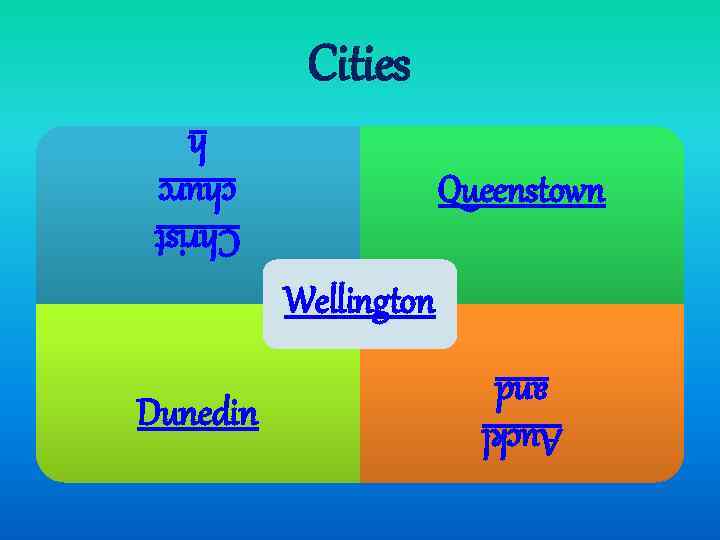 Cities Christ churc h Queenstown Wellington Auckl and Dunedin 